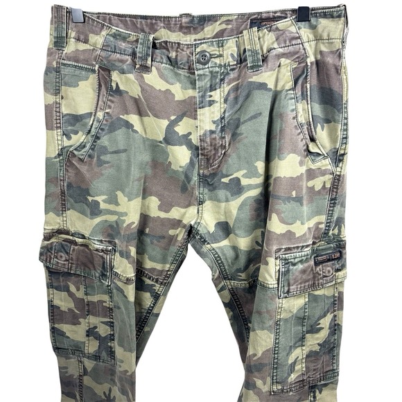 SuperDry Camouflage cargo pants men 34x32 measure‎ 32x29 utility tactical - Picture 1 of 9